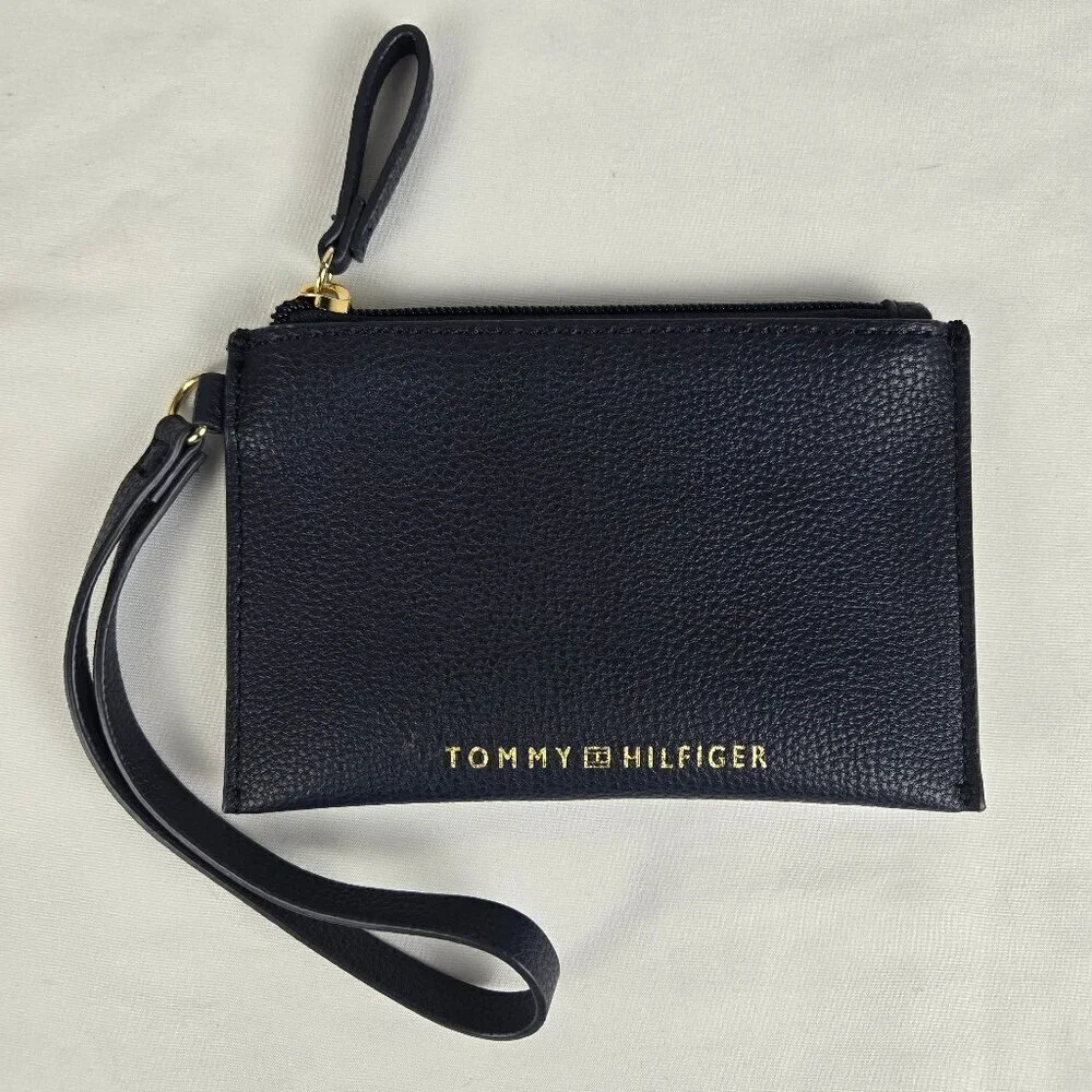 Tommy Hilfiger Plaid Double Handle Satchel Bag w/ Wristlet Faux Leather